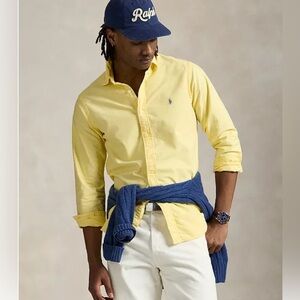 NWT Men’s Yellow Polo Ralph Lauren Button-Up Long Sleeve Collar Shirt Medium
